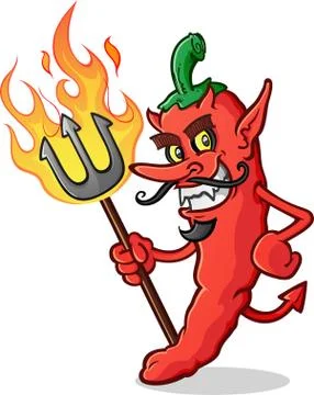 Hot Chili Pepper Devil Cartoon Character Stock Illustration
