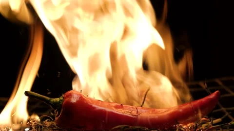 Hot chili pepper on fire Stock Footage 137825663