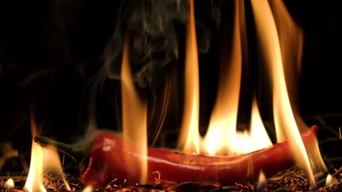 Hot chili pepper on fire Stock Footage 137825712