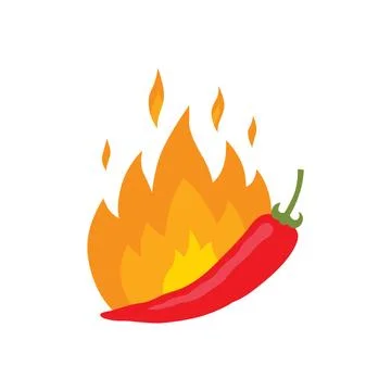 Hot chili pepper in fire. Vector illustration isolated. Stock Illustration