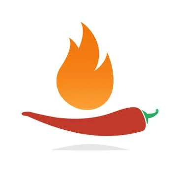 Hot chili pepper vector icon with fire. Stock Illustration