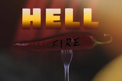 Hot chili peppers on fork. Extra spicy. Mexican food with pepper. Seasoning.. Stock Photos