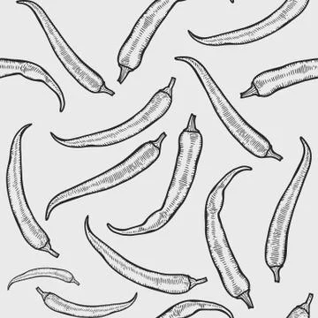 Hot chili peppers pattern Stock Illustration