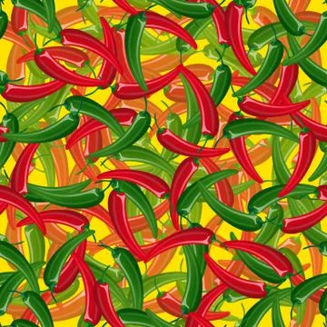 Hot Chili peppers, seamless pattern Stock Illustration