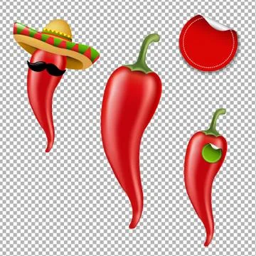 Hot Chilli Pepper Big Set Illustrazione stock