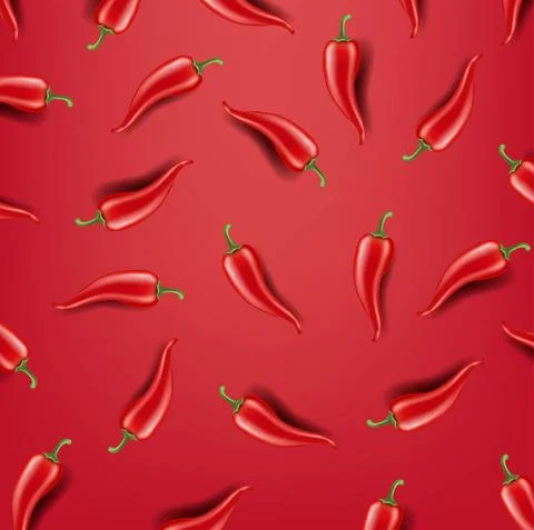 Hot Chilli Pepper Red Background Stock Illustration