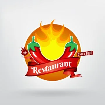 Hot Chilli Pepper Restaurant Vector Concept Logo Design Stock Illustration