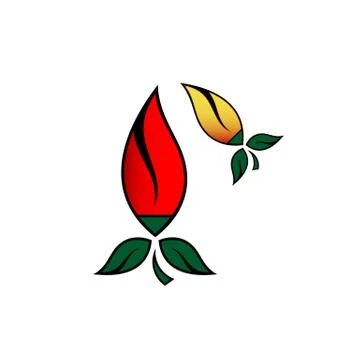 Hot chilli pepper vector set isolated on white background. Red and yellow. Stock Illustration