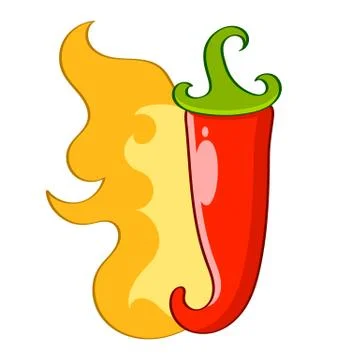 Hot chilli pepper vector set isolated on white background. Stock Illustration