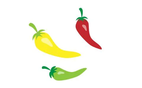 Hot chilli pepper vector set isolated on white background. Red, yellow and gr Stock Illustration