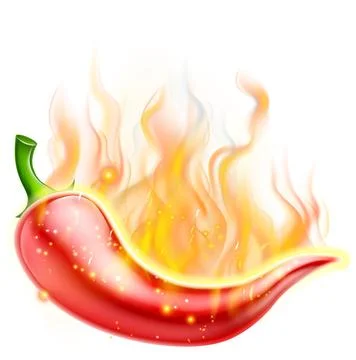 Hot Chilli Spicy Flames Pepper On Fire Stock Illustration
