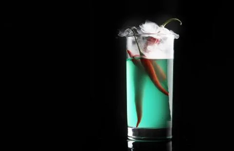 Hot chilli in steaming water 스톡 사진