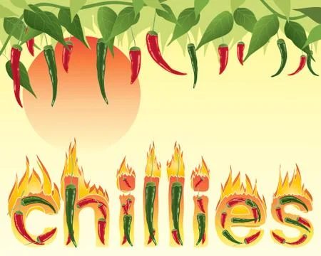 Hot chillies Stock Illustration