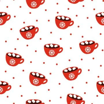 Hot chocolate and dot pattern on white background Stock-Illustration