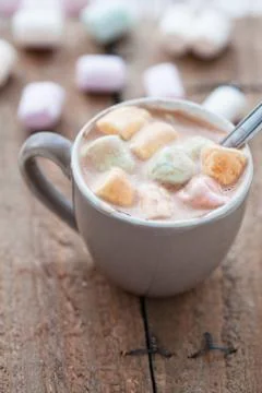 Hot chocolate and marshmallows Stock Photos