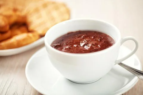 Hot chocolate with biscuits. High quality photo. Stock Photos