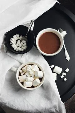 Hot chocolate, cocoa with marshmallows. Stock Photos
