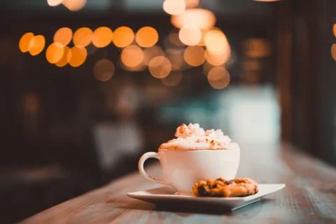 Hot Chocolate With A Cookie Stock Photos