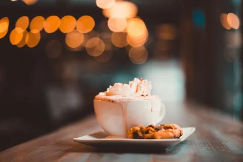 Hot Chocolate with a cookie Stock Photos