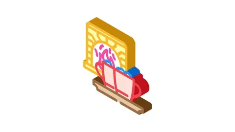 Hot chocolate fireplace winter isometric icon animation Stock Footage 327281109