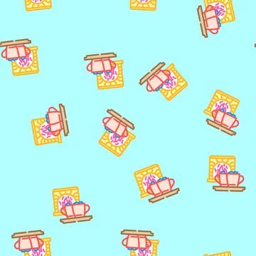 Hot chocolate fireplace winter vector seamless pattern Illustrazione stock