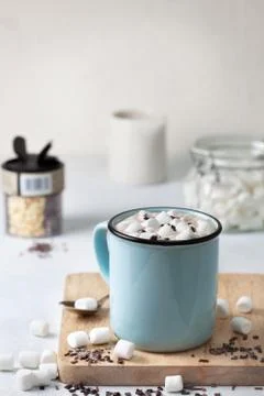 Hot chocolate with marshmallow Stock Photos