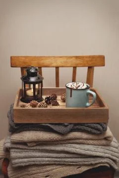 Hot chocolate with marshmallow Stock Photos