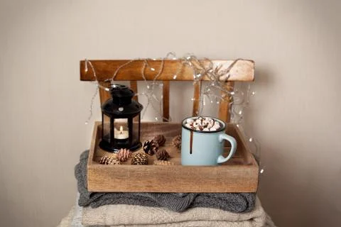 Hot chocolate with marshmallow Stock Photos