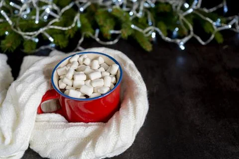 Hot chocolate with marshmallow Stock Photos