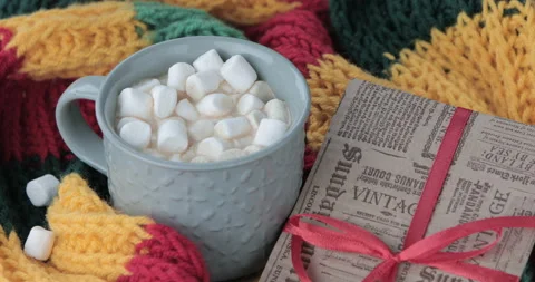 Hot Chocolate with Marshmallows in cup Stock Footage 170392432