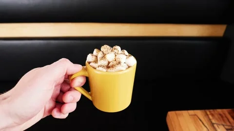 Hot chocolate with marshmallows  Stock Footage 201894712
