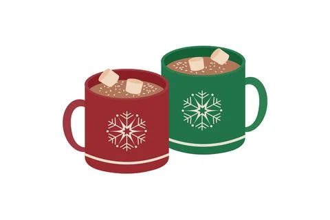 Hot chocolate with marshmallows. Stock Illustration