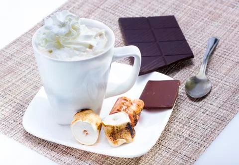 Hot chocolate with marshmallows. Stock Photos