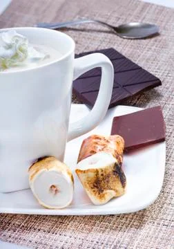Hot chocolate with marshmallows. Stock Photos