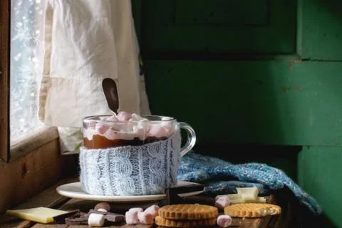 Hot chocolate with marshmallows Stock Photos