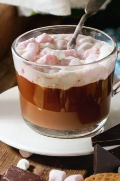 Hot chocolate with marshmallows Stock Photos
