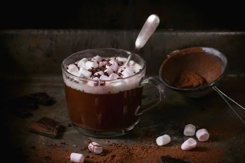 Hot chocolate with marshmallows Stock Photos
