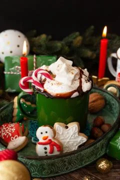 Hot chocolate with marshmallows Foto stock