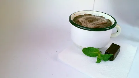 Hot chocolate with mint and candy Stock Footage 83027114