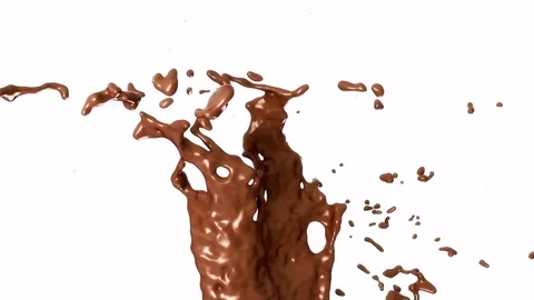 Hot chocolate or cocoa splashes with slow motion, alpha. 3d render. 3d animation Stock Footage