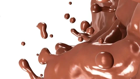 Hot chocolate or cocoa splashes slow motion flow, alpha. 3d render. 3d animation Stock Footage 87011843