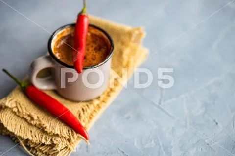 Hot chocolate with pepper Stock Photos