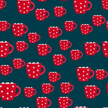 Hot chocolate seamless pattern winter snowflake Background. Vector Illustrati Stock Illustration