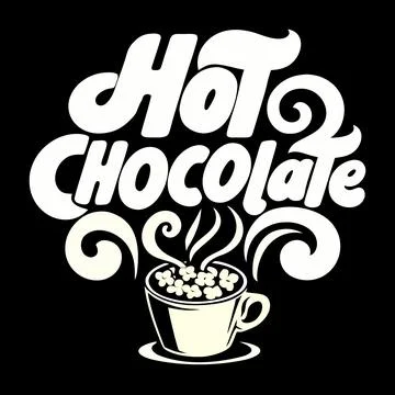 Hot chocolate vector design featuring a steaming cup of hot chocolate with m Stock Illustration