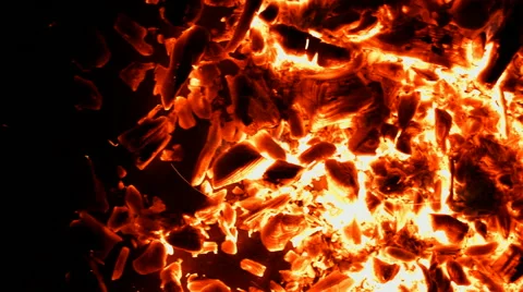 Hot coal windy in motion Stock Footage 48580978
