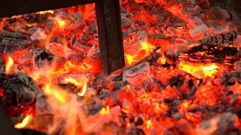 Hot Coals and Fire Stock Footage 72988153