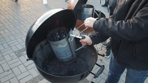 Hot coals for barbecue Stock Footage 93140167
