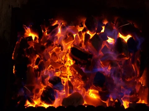 Hot  coals burn Video stock 104121373