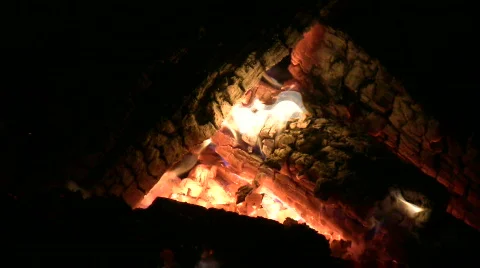 Hot coals in campfire Stock Footage 488083