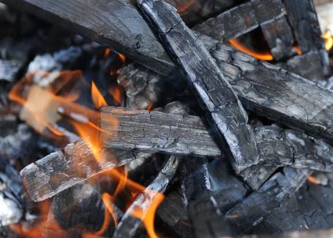 Hot coals in the fire Stock Photos